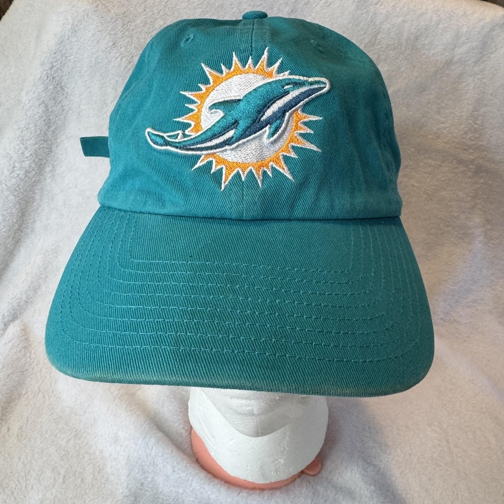 Miami Dolphins Hat Cap Strap Back Mens One Size Teal NFL‎ Football Embroidered
